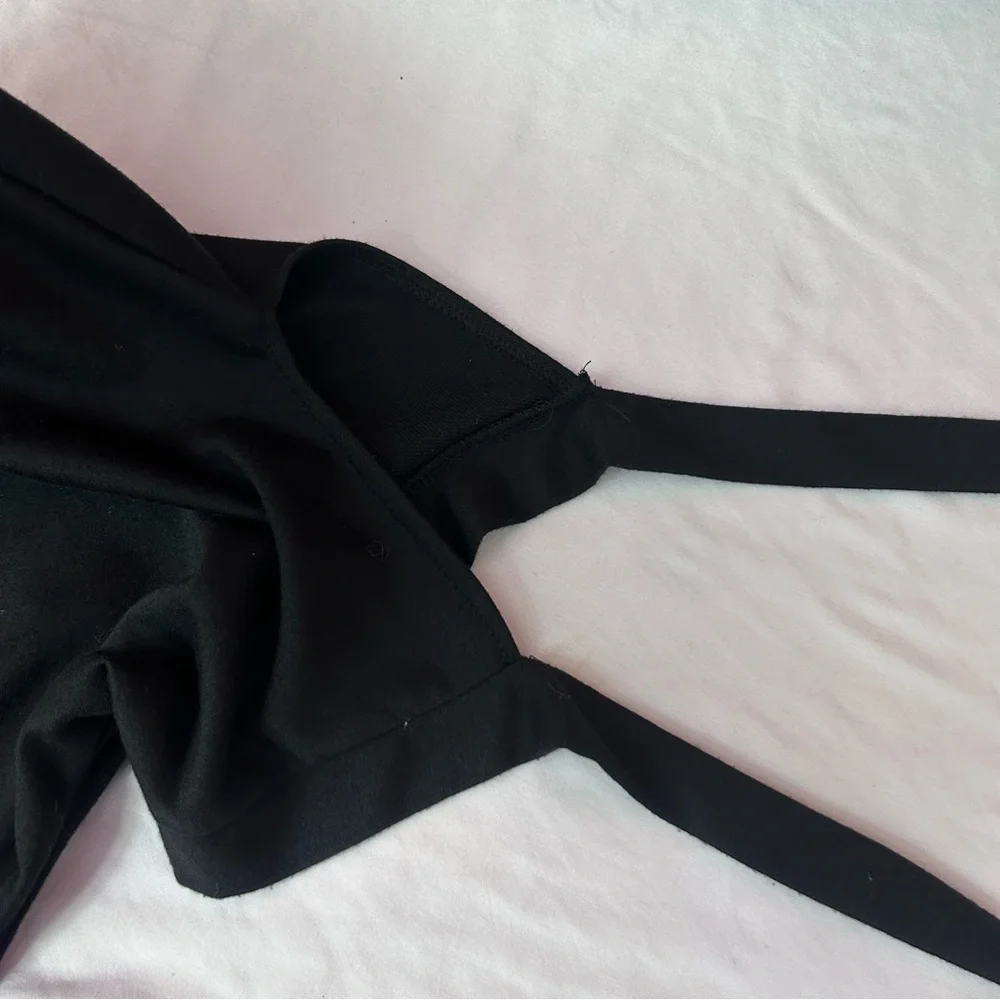 Lulus always lounging black tie sleeves romper with pockets size large NWOT - Picture 7 of 9